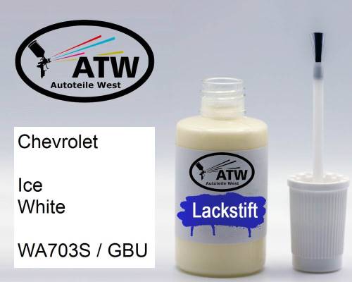 Chevrolet, Ice White, WA703S / GBU: 20ml Lackstift, von ATW Autoteile West.